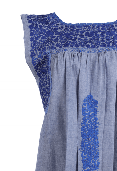 Flores Blouse Blouse Baile Azul