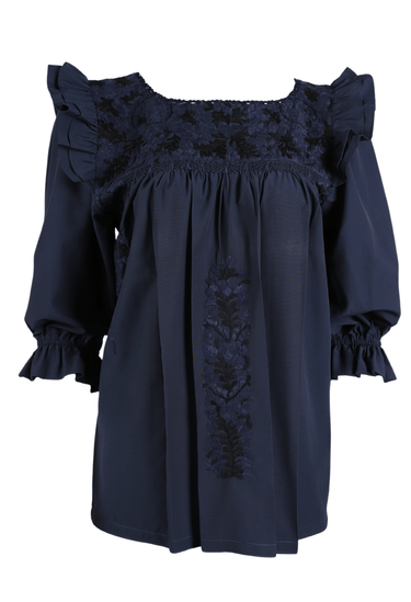Fernanda Blouse Blouse Fernanda Lago Marino y Negro