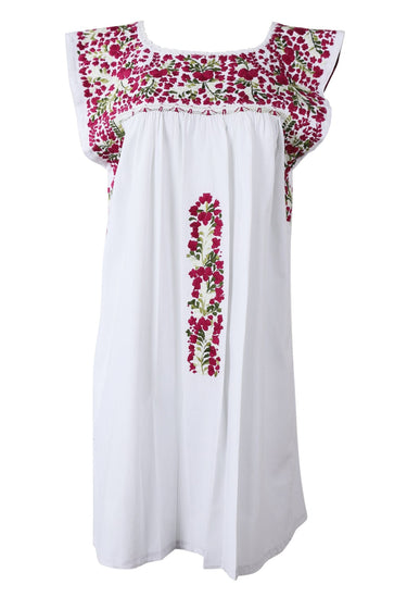 Flores Short Dress Dress Blanca Rubi y Oliva Brillante