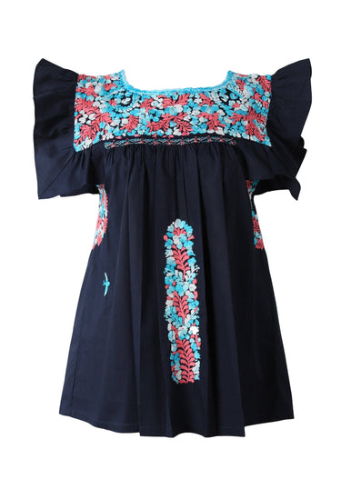 Soledad Blouse Blouse Soledad Lago Turqesa Brillante y Coral