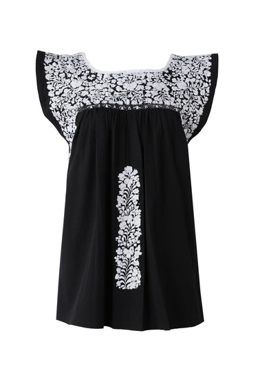 Flores Blouse Blouse Medianoche Nieve