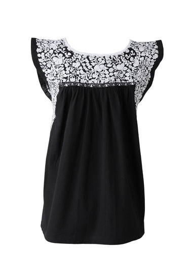 Flores Blouse Blouse Medianoche Nieve