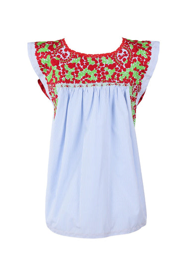Flores Blouse Blouse Suerte Rojo y Lima