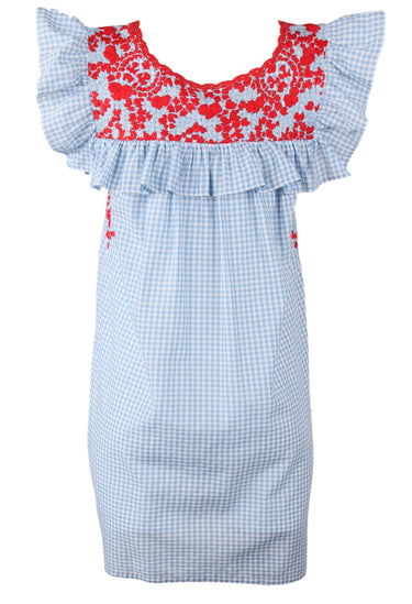 Soledad Short Dress Dress Small Soledad Vida Tomate y Celeste