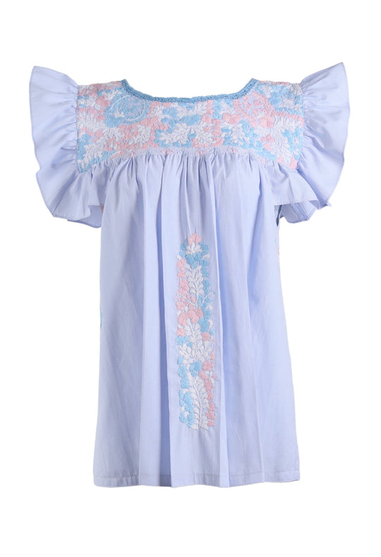 Soledad Blouse Blouse Soledad Prendo Celeste Palido y Nieve