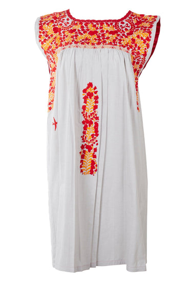 Flores Short Dress Dress Medium Nublado Tomate y naranja