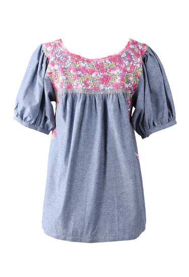 Carolina Blouse Blouse Carolina Nube Fucsia Brillante y Beige