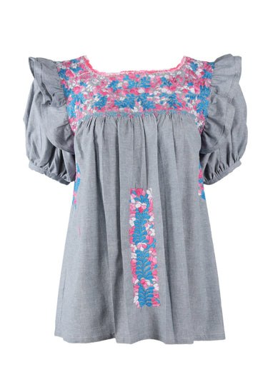 Renata Blouse Blouse Renata Dos Rosa Brillante y Turquesa