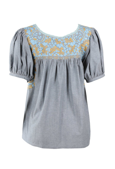Carolina Blouse Blouse Carolina Dos Celeste y Ambar