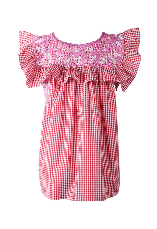 Soledad Blouse Blouse Soledad Corazon Magenta y Nieve