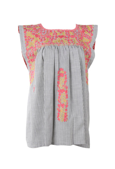 Flores Blouse Blouse Fin Coral y Mostaza