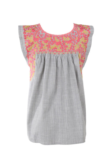 Flores Blouse Blouse Fin Coral y Mostaza