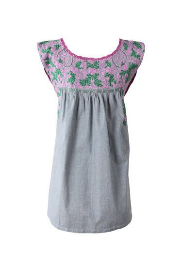 Flores Blouse Blouse Dos Lavanda y Verde