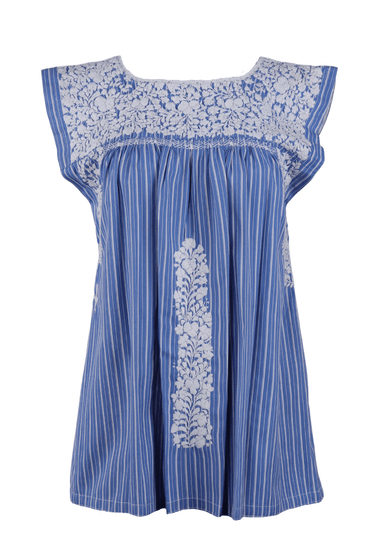 Flores Blouse Blouse Sur Azul Nieve