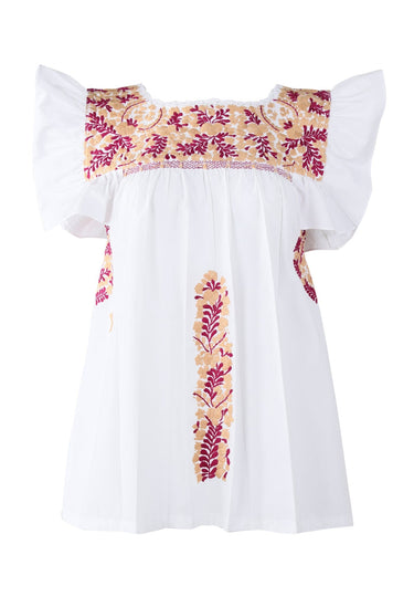 Soledad Blouse Blouse Soledad Blanca Beige y Rubi