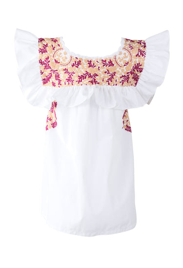 Soledad Blouse Blouse Soledad Blanca Beige y Rubi
