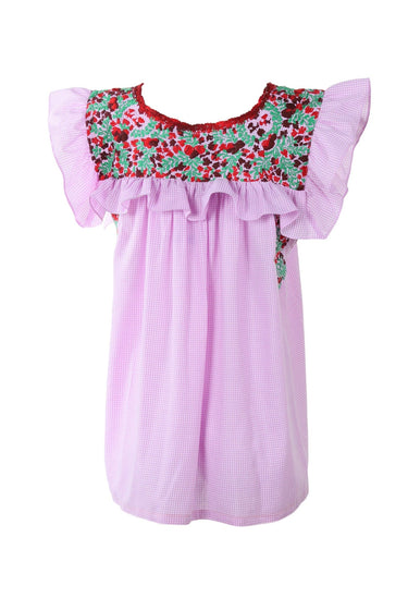 Soledad Blouse Blouse Soledad Sentido Rojo Brillante y Verde