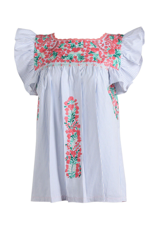 Soledad Blouse Blouse Soledad Junto Coral y Verde Brillante