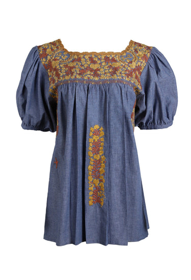 Carolina Blouse Blouse Carolina Nube Mostaza y Marron