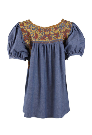 Carolina Blouse Blouse Carolina Nube Mostaza y Marron