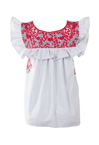 Soledad Blouse Blouse Small Soledad Pan Tomate y Gris