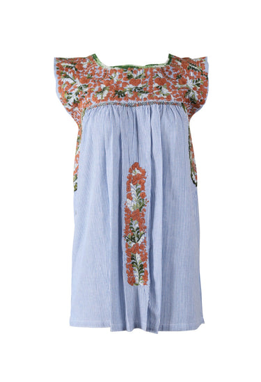 Flores Blouse Blouse Suerte Marron y Verde Brillante