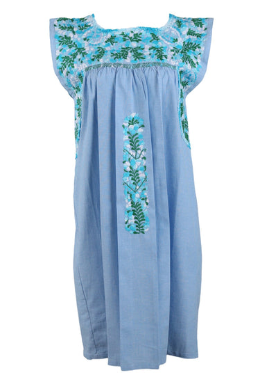 Flores Short Dress Dress Angel Turqesa Brillante y Verde