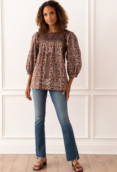 Catalina Marron y Azul Floral