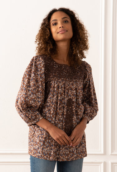 Catalina Marron y Azul Floral
