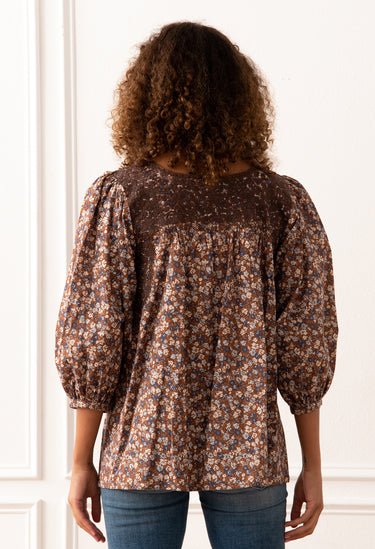 Catalina Marron y Azul Floral