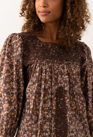 Catalina Marron y Azul Floral