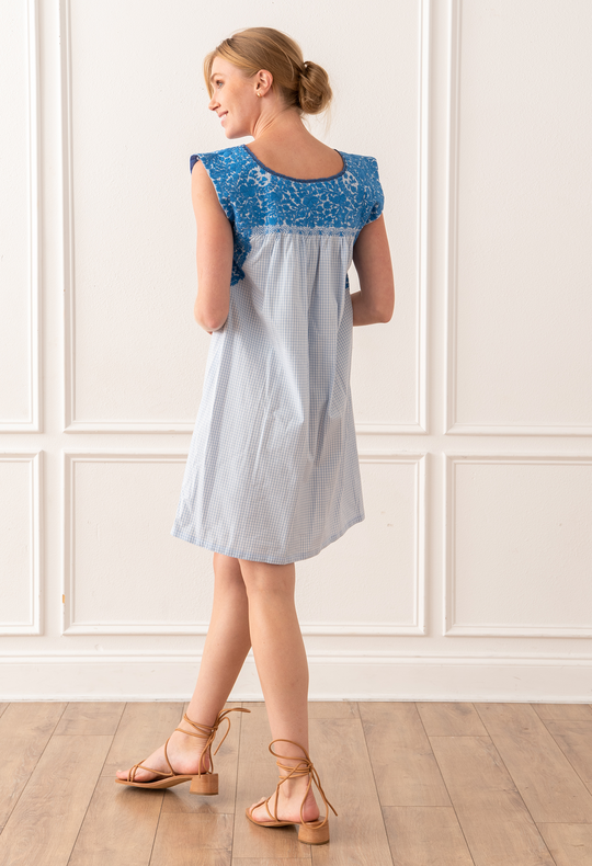 Flores Azul Gingham