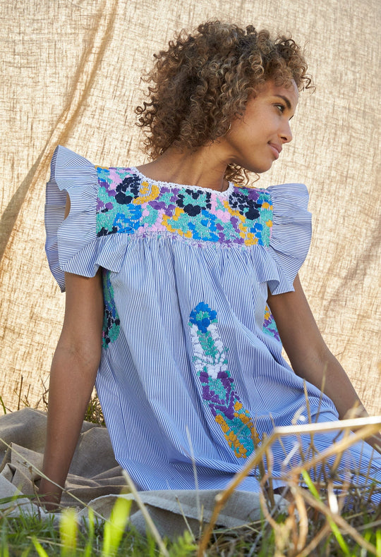 Soledad Short Dress Dress Soledad Arroyo de Flores Oscuras