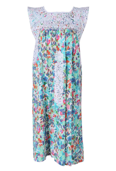 Flores Specialty Short Dress Dress Floral Turquesa Verano