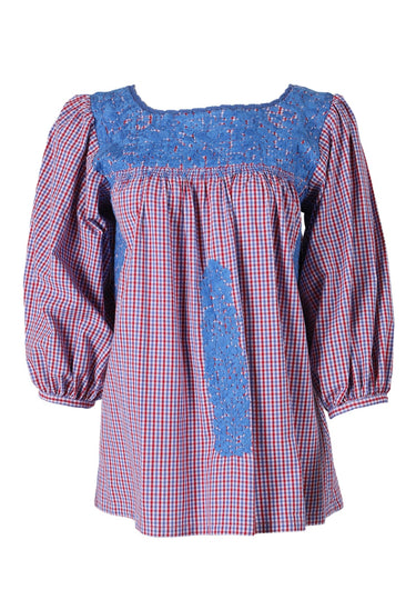 Catalina Specialty Blouse Blouse Catalina Rojo y Azul Gingham