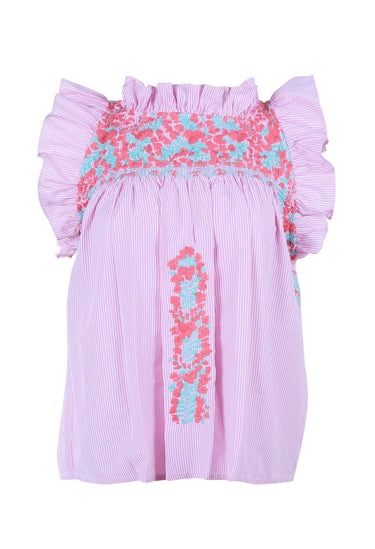 Olivia Blouse Blouse Olivia Pastel Coral y Menta