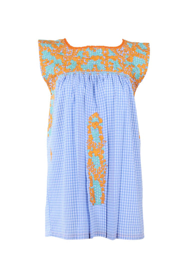 Flores Blouse Blouse Vida Naranja y Menta