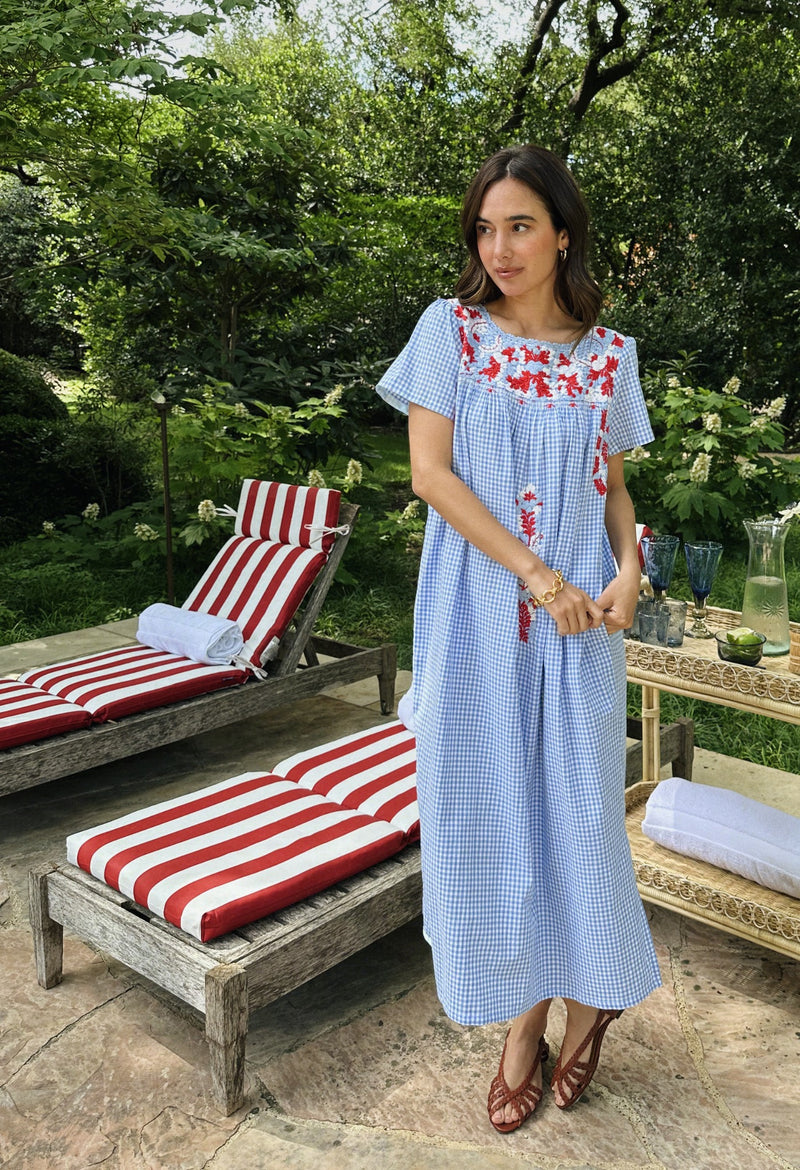 Liliana Light Blue Gingham Fourth of July Midi Dress – Mi Golondrina