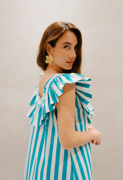 Andrea Midi Dress Dress Andrea Wide Stripe Turquoise Midi Dress Andrea Wide Stripe Turquoise Midi Dress