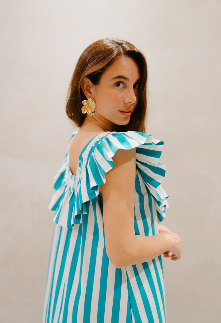 Andrea Midi Dress Dress Andrea Wide Stripe Turquoise Midi Dress Andrea Wide Stripe Turquoise Midi Dress