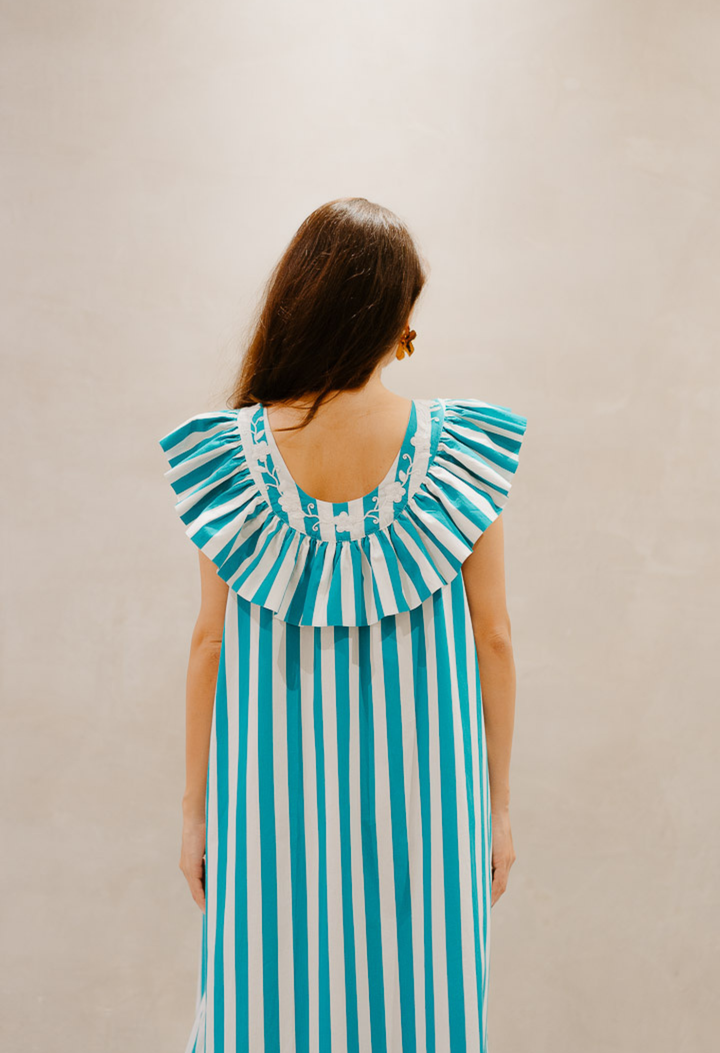 Andrea Midi Dress Dress Andrea Wide Stripe Turquoise Midi Dress Andrea Wide Stripe Turquoise Midi Dress