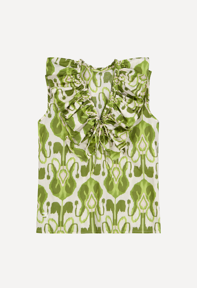 Regina Blouse Blouse Regina Green Fiesta Print Sleeveless Blouse Regina Green Fiesta Print Sleeveless Blouse