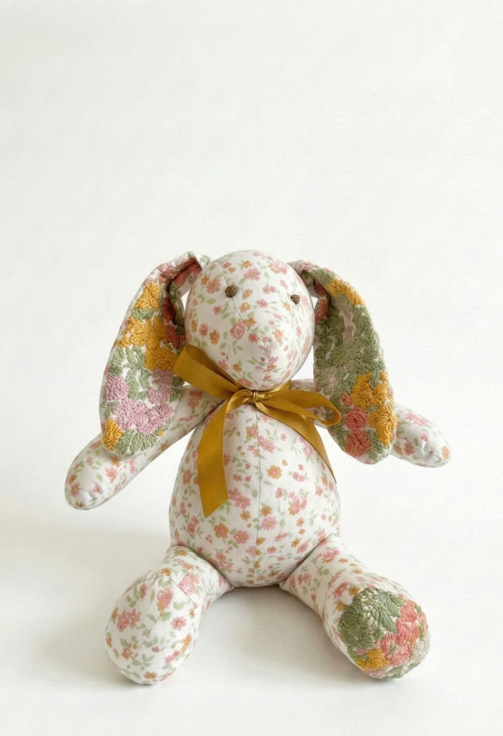 Embroidered Bunny Stuffed Animal Floral Embroidered Bunny Small Dove Vase | Mi Golondrina