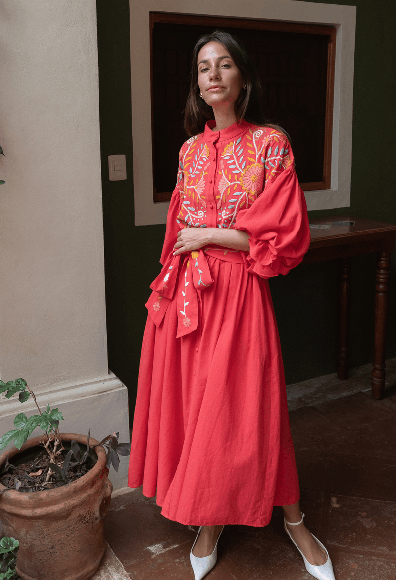 coral long dress Summer Stunner Chiffon Maxi where fashion meets function in the most spectacular way. La Femme 30695 Hot Coral