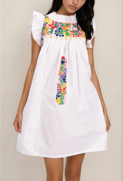 Short Mexican Dresses by hand-embroidered by Mexican Artisans Tagged "style-pt-olivia" Mi Golondrina Short Mexican Dresses by hand-embroidered by Mexican Artisans Tagged "style-pt-olivia" Mi Golondrina