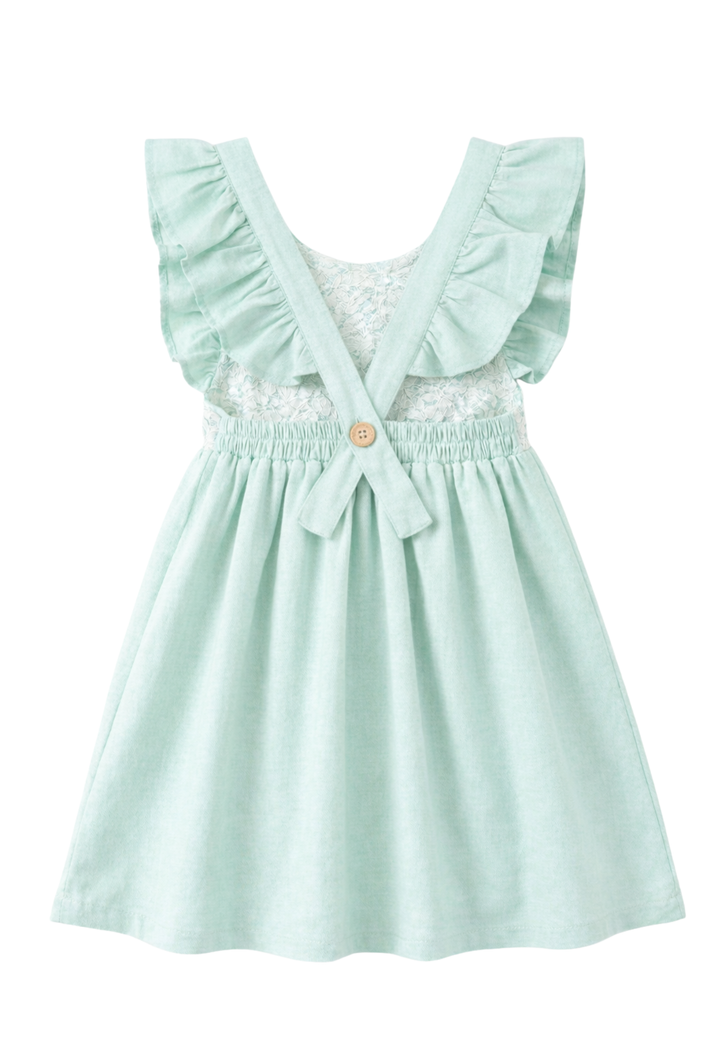 Maya Girl Dress Childrens Maya Soft Sage and Ivory Girl's Ruffle Dress Maya Soft Sage and Ivory Girl's Ruffle Dress