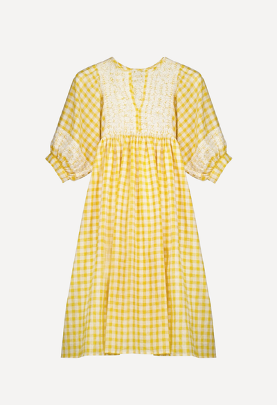 Violeta Long Dress Dress Violeta Yellow Gingham Long Dress Violeta Yellow Gingham Dress | Mi Golondrina