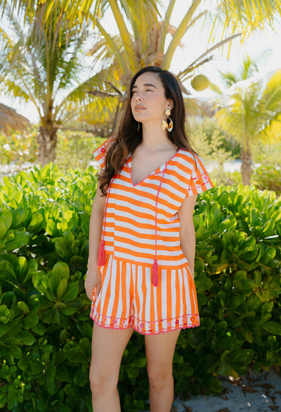 Paola Shorts Shorts Paola Orange Wide Stripe Shorts Paola Orange Wide Stripe Shorts