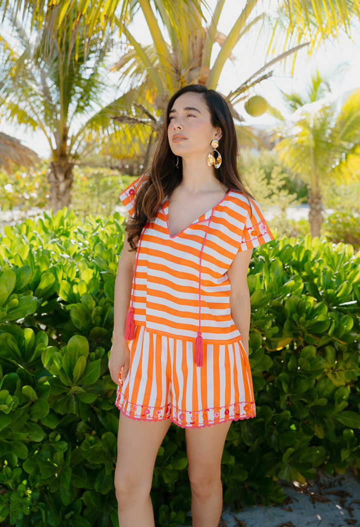 Paola Shorts Shorts Paola Orange Wide Stripe Shorts Paola Orange Wide Stripe Shorts