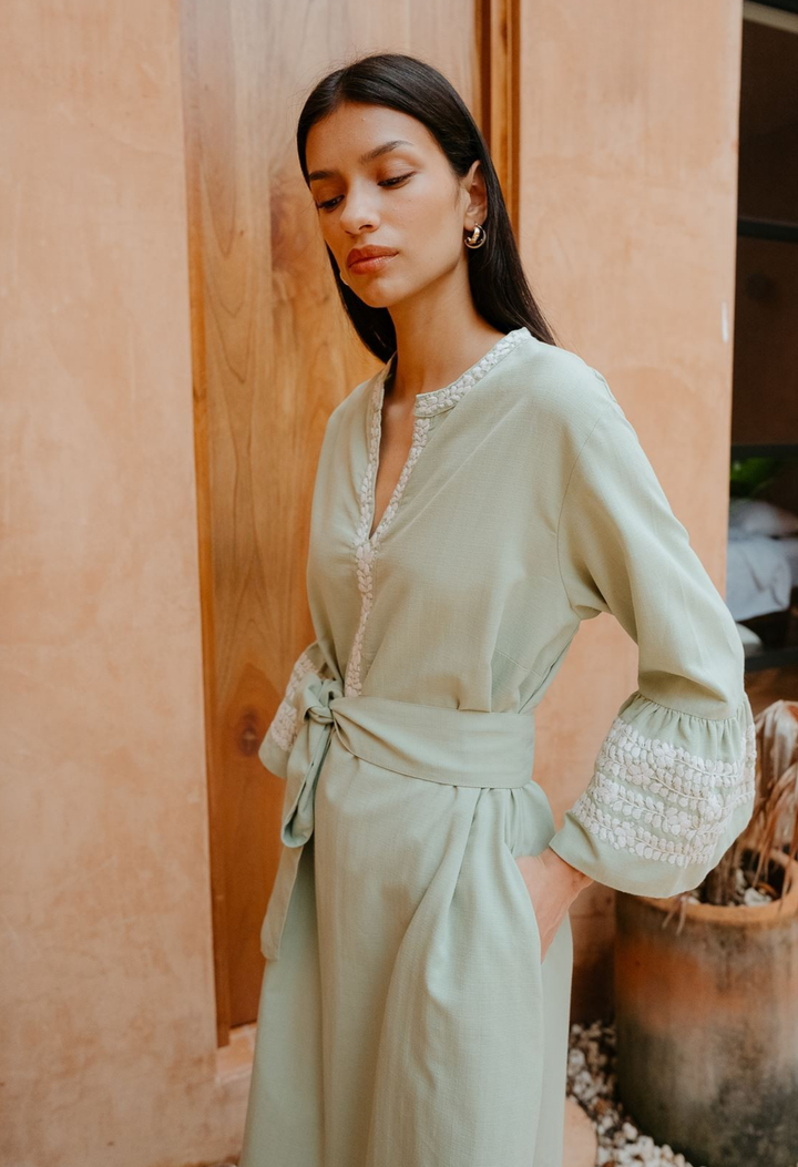 Leona Midi Dress Dress Leona Willow Green Long Dress Leona Willow Green Long Dress
